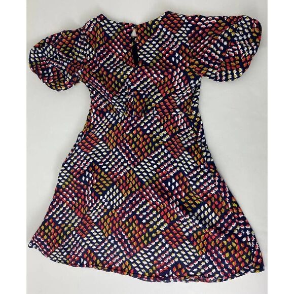 Cottagecore Maeve Floral Print Dress Blue Orange Yellow Puff Sleeve Twee Size 6 - Picture 10 of 11